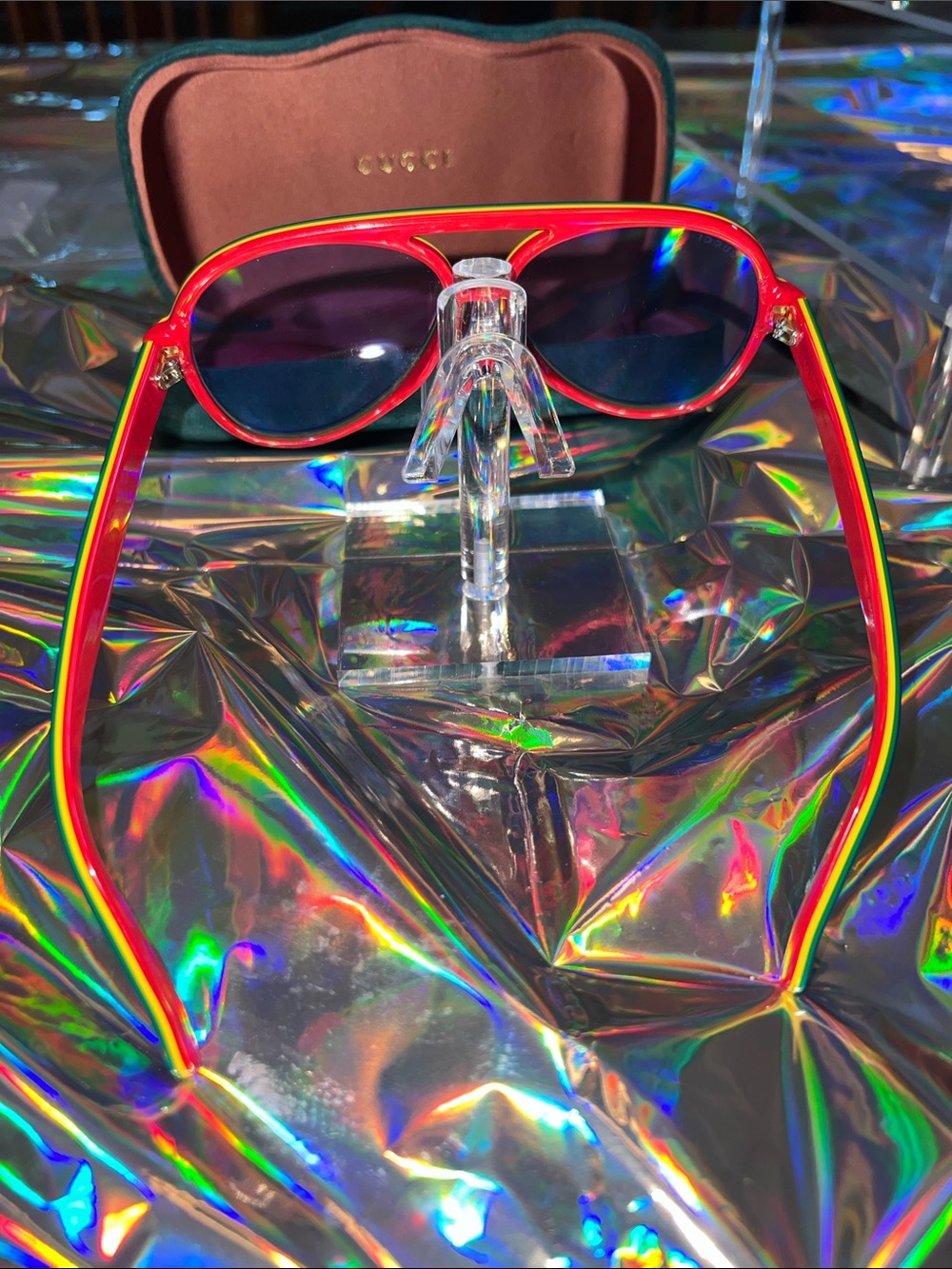 Gucci Multicolor Aviator Sunglasses - Blue/Red/Geeen/Yellow Size 57-14-145 - Picture 2 of 7
